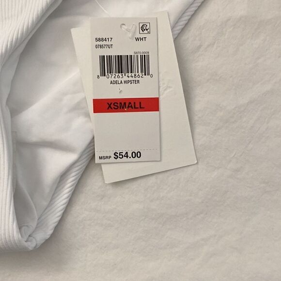 Becca by Rebecca Virtue White Adela Ruched Hipster Bikini Swim Bottom NWT - Picture 7 of 8